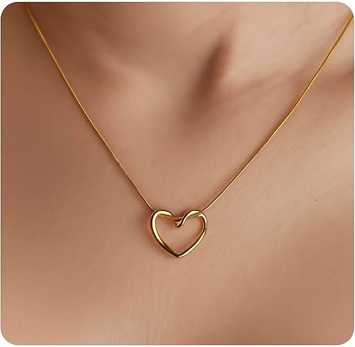 Divine 18K Gold Plated Heart Necklace with Luxury Velvet Pouch