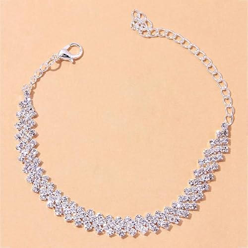 Divine Brilliance Silver Multi-Row Crystal Tennis Anklet