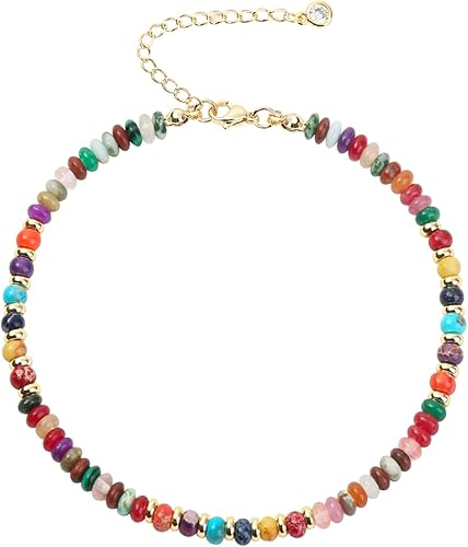 Divine Color Multi-Stone Beaded Gold Anklet