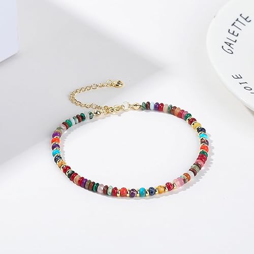 Divine Color Multi-Stone Beaded Gold Anklet
