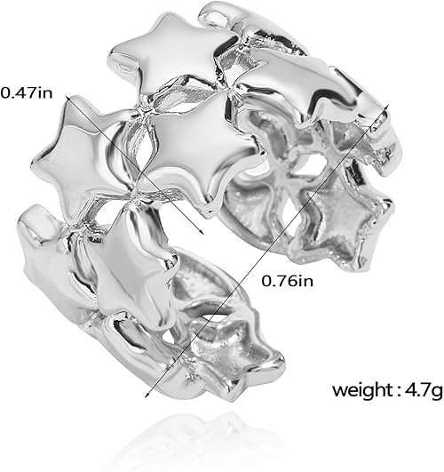 Divine Starburst Polished Silver Wide Stacking Ring