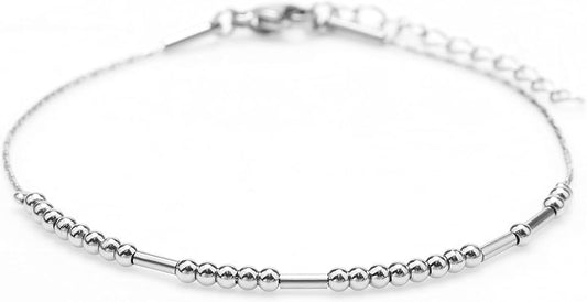 "Strong Women" Morse Code Silver Anklet