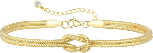 Divine Connection Double-Row Knotted Snake Chain Bracelet