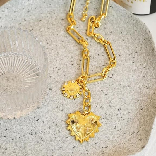 Divine "Mama" Heart Pendant Necklace – 18K Gold Plated