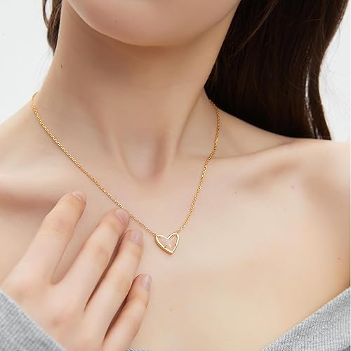 Divine Natural Mother of Pearl Heart 18K Gold Plated Necklace