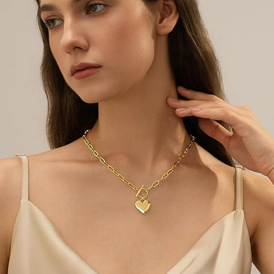 Divine 18K Gold Plated Hollow Heart Pendant Necklace