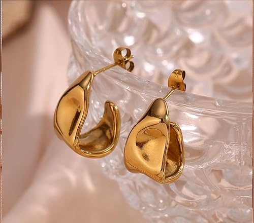 Modern Gold Sculptural Stud Earrings – Minimalist Statement Earrings