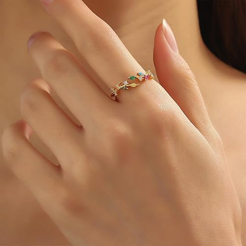 Divine Garden Multi-Color Crystal Floral Vine Adjustable Ring