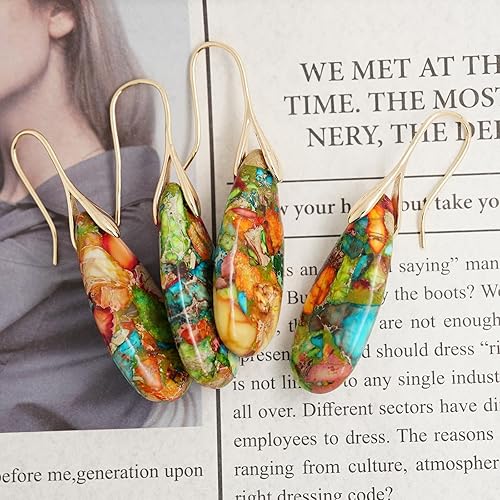 Divine Earth Multi-Color Jasper Teardrop Earrings
