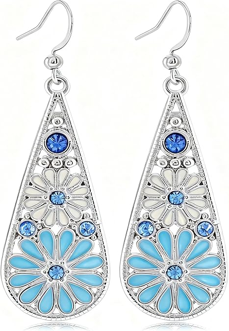 Vintage Floral Drop Earrings – Elegant Statement Jewelry