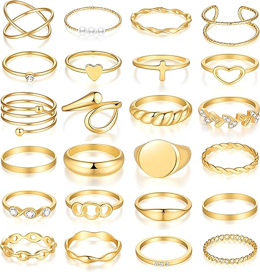 Divine 14K Gold Plated Essential Stacking Ring Set