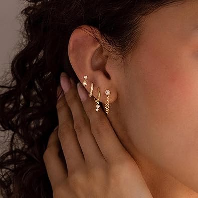 Gold Pearl Ear Cuff & Stud Earring Set – Minimalist Multi-Piercing Jewelry