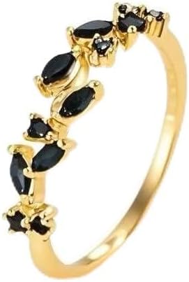 Elegant Black Crystal Gold Plated Ring for Women – Minimal Luxury Design
