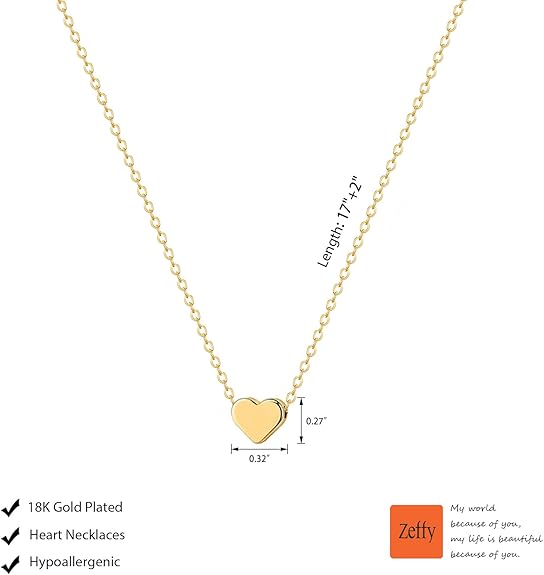 Divine Evil Eye Heart 18K Gold Plated Necklace