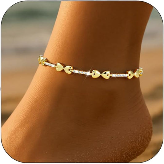Gold-Tone Infinity Charm Anklet – Minimal Sparkle Beach Jewelry