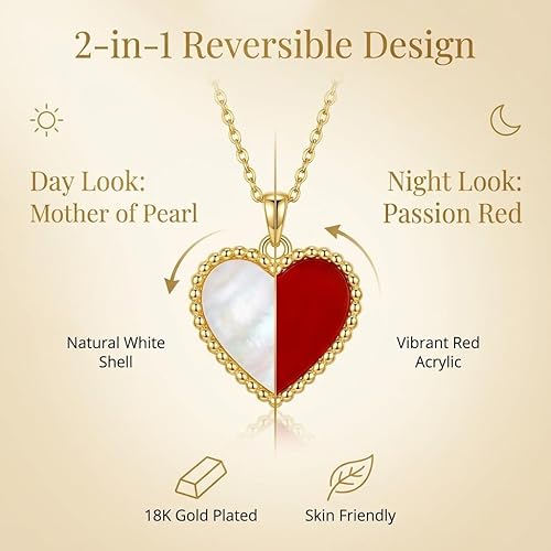 Divine Emibele 18K Gold Plated Ball Chain Heart Necklace