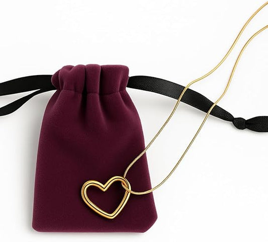 Divine 18K Gold Plated Heart Necklace with Luxury Velvet Pouch