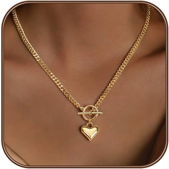 Divine 18K Gold Plated Heart Charm Necklace
