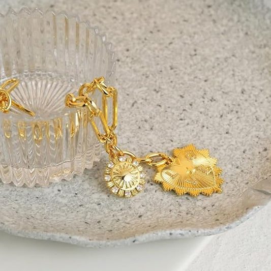 Divine 18K Gold Plated Initial Heart Pendant Necklace