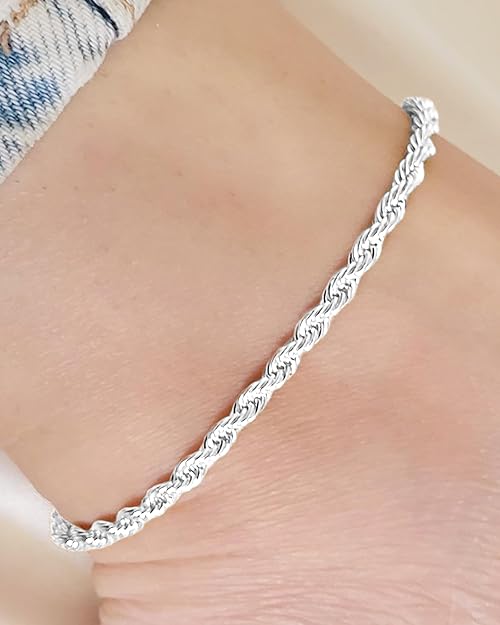 Radiant Double-Layered Silver Rope Anklet