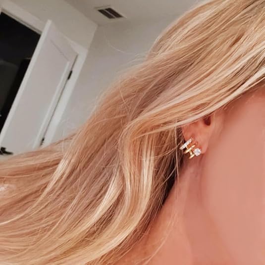 Divine 14K Gold Plated Triple Huggie Illusion Studs