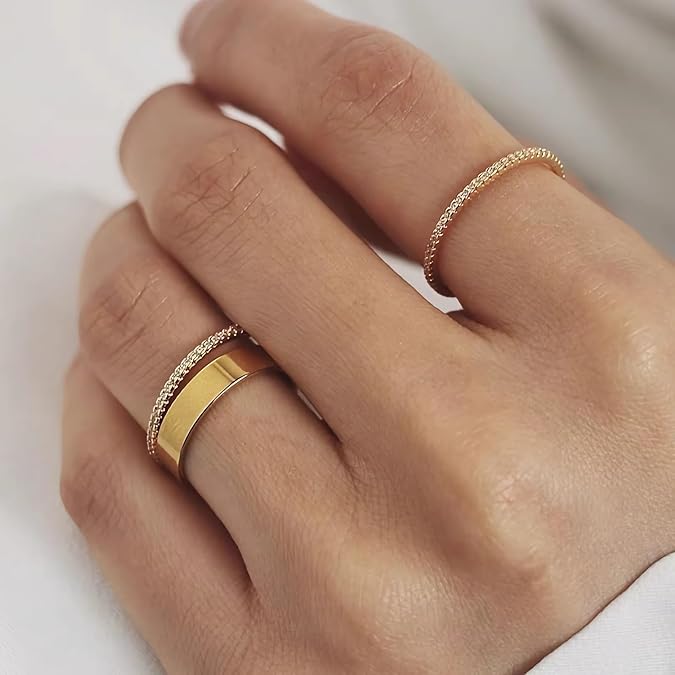 18-Piece Gold Plated Minimalist Ring Set for Women – Trendy Stackable Jewelry