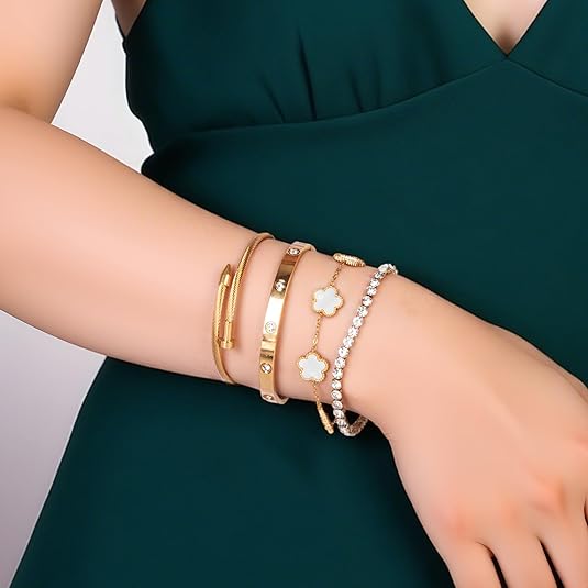 Divine 18K Gold Plated Stackable Bead Bracelet Set