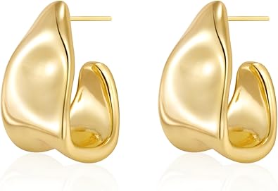 Modern Gold Sculptural Stud Earrings – Minimalist Statement Earrings