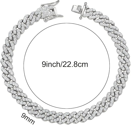 ced-Out Cuban Link Chain Bracelet – Silver Brilliance