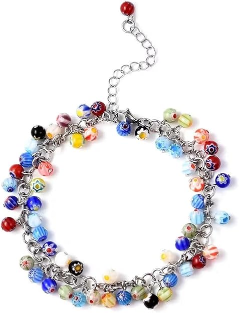 Bohemian Garden Multi-Color Floral Beaded Anklet