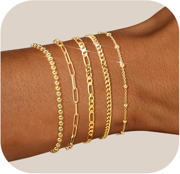 Divine 14K Gold Plated Essential Layering Bracelet Set (3-Piece)