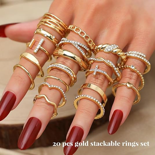 Divine 14K Gold Plated Celestial Stacking Ring Set