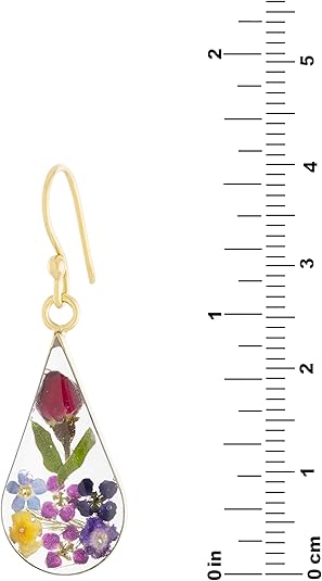 Divine Sterling Silver Real Pressed Flower Teardrop Earrings