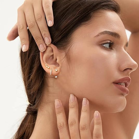 Divine 14K Gold Plated "Curated Ear" Stackable Set (6-Pair)