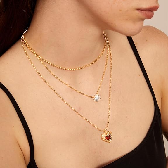 Divine 18K Gold Plated Pink Tourmaline Heart Birthstone Necklace