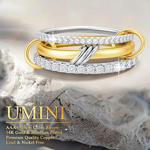 14K Gold Plated Cubic Zirconia Baguette Stackable Statement Ring