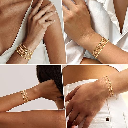 Divine 14K Gold Plated Essential Layering Bracelet Set (3-Piece)