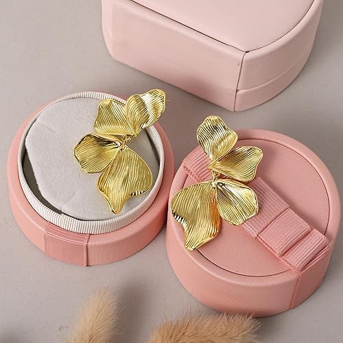 Divine Bloom Sculpted Gold Petal Drop Earrings