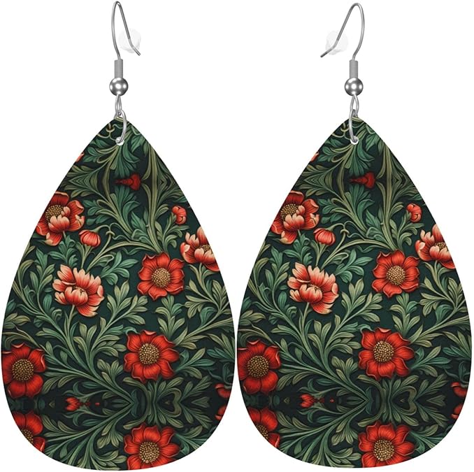 Floral teardrop earrings with silver hook – statement jewelry by DivineJewelz