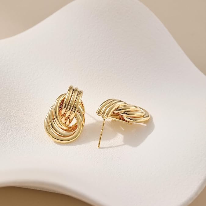 Bold yet elegant gold-tone knot earrings
