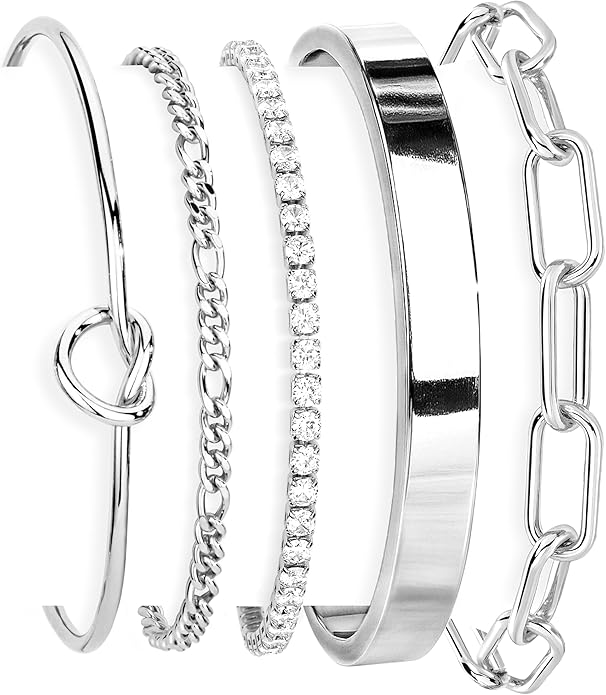 Divine 14K Gold Plated Sterling Silver "Ultimate Stack" Bracelet Set (6-Piece)