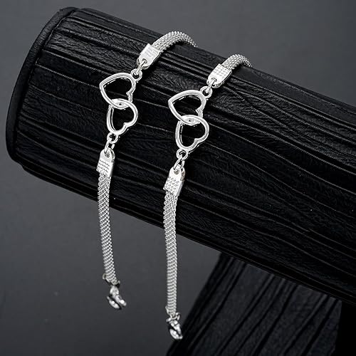 nterlocking Double Heart Mesh Chain Anklet