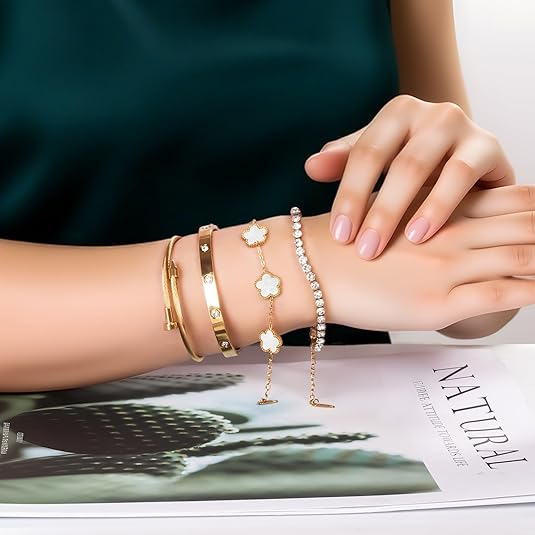 Divine 18K Gold Plated Stackable Bead Bracelet Set