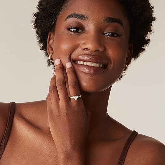 Divine 14K Gold Plated Elevated Heart Ring