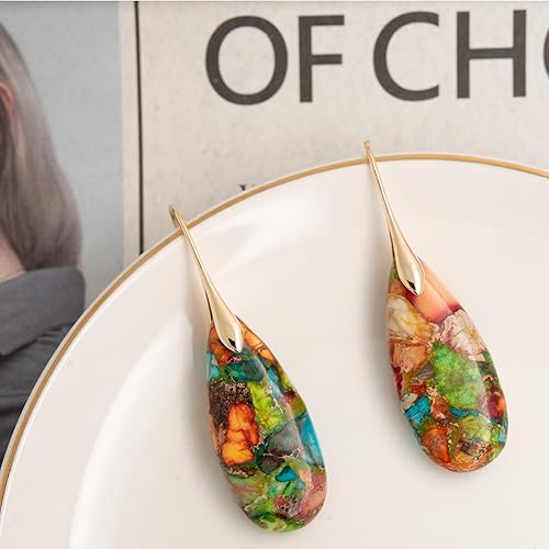 Divine Earth Multi-Color Jasper Teardrop Earrings