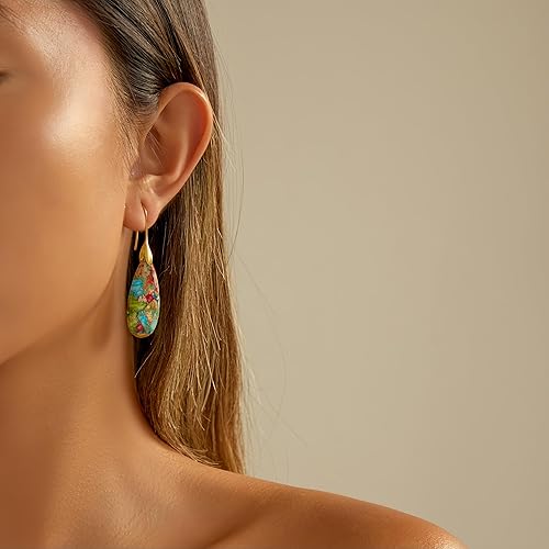 Divine Earth Multi-Color Jasper Teardrop Earrings