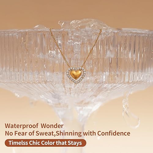 Divine Waterproof 18K Gold Plated Snake Chain Heart Necklace