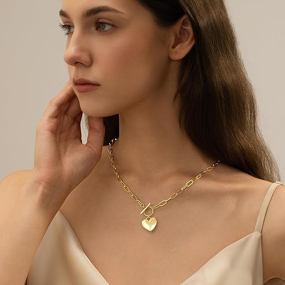 Divine 18K Gold Plated Hollow Heart Pendant Necklace