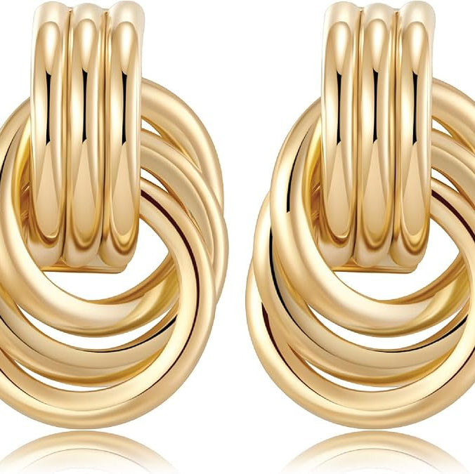Bold yet elegant gold-tone knot earrings