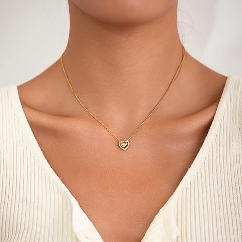 Divine Waterproof 18K Gold Plated Snake Chain Heart Necklace